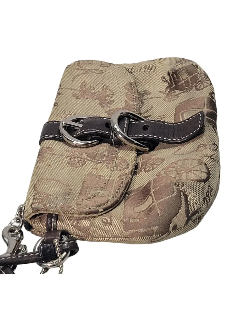 Coach Chelsea Large Wristlet Horse & Buggy Brown & Tan F43370